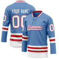 Personalized Light & Blue Red Solid Colour Hockey Jersey