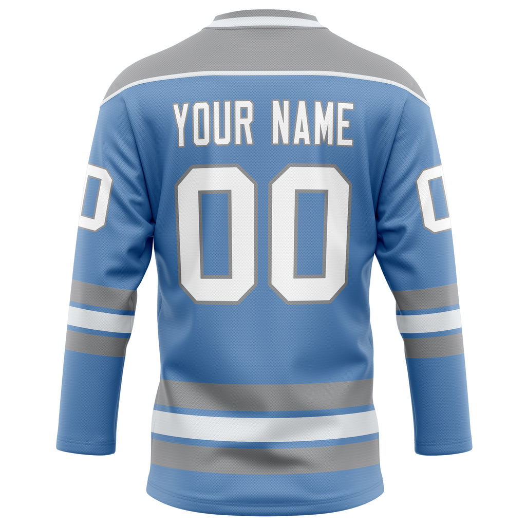 Personalized Light & Blue Gray Solid Colour Hockey Jersey