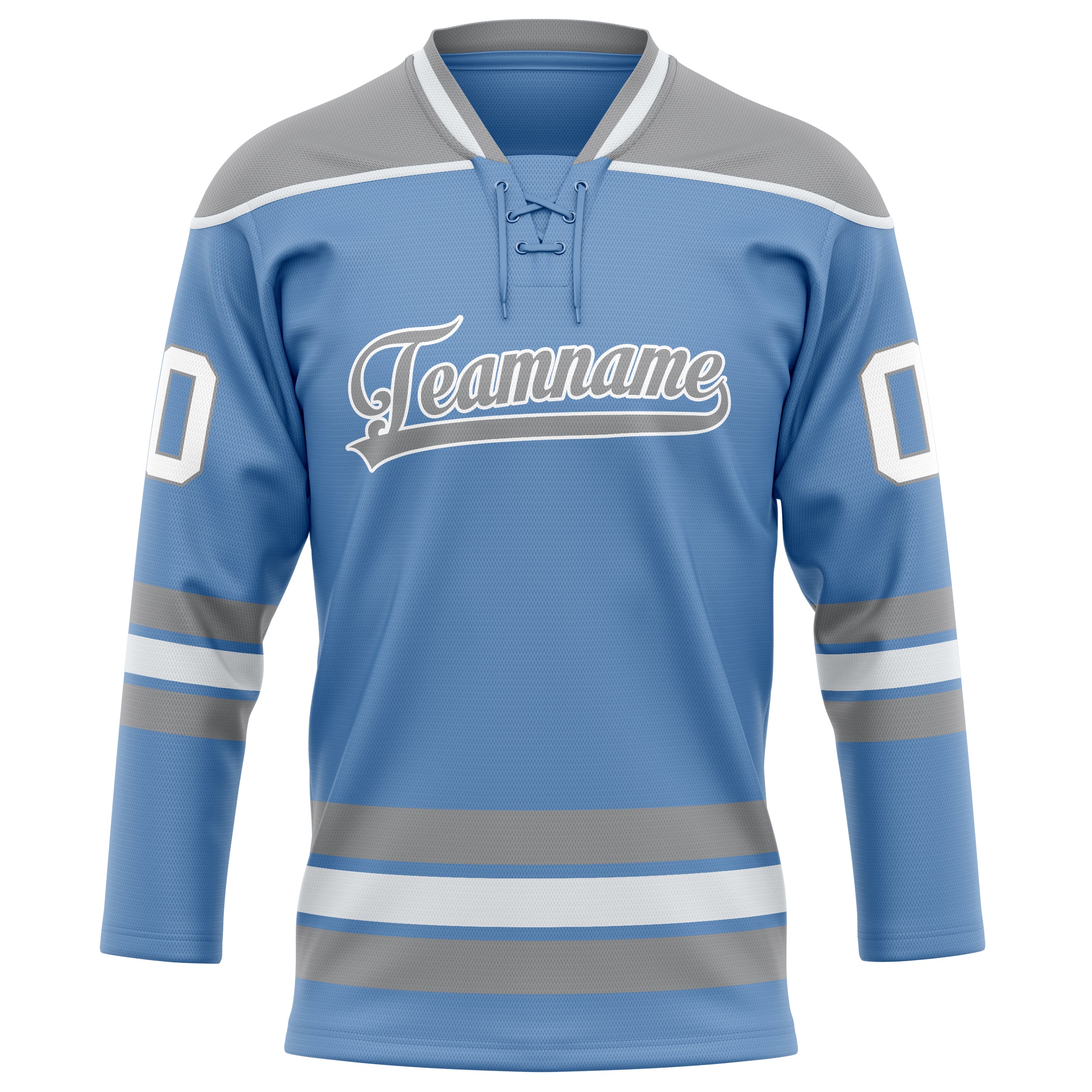 Personalized Light & Blue Gray Solid Colour Hockey Jersey
