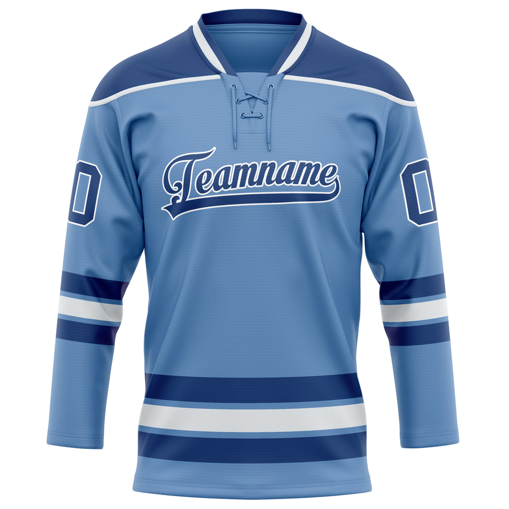 Personalized Light & Blue Royal Solid Colour Hockey Jersey
