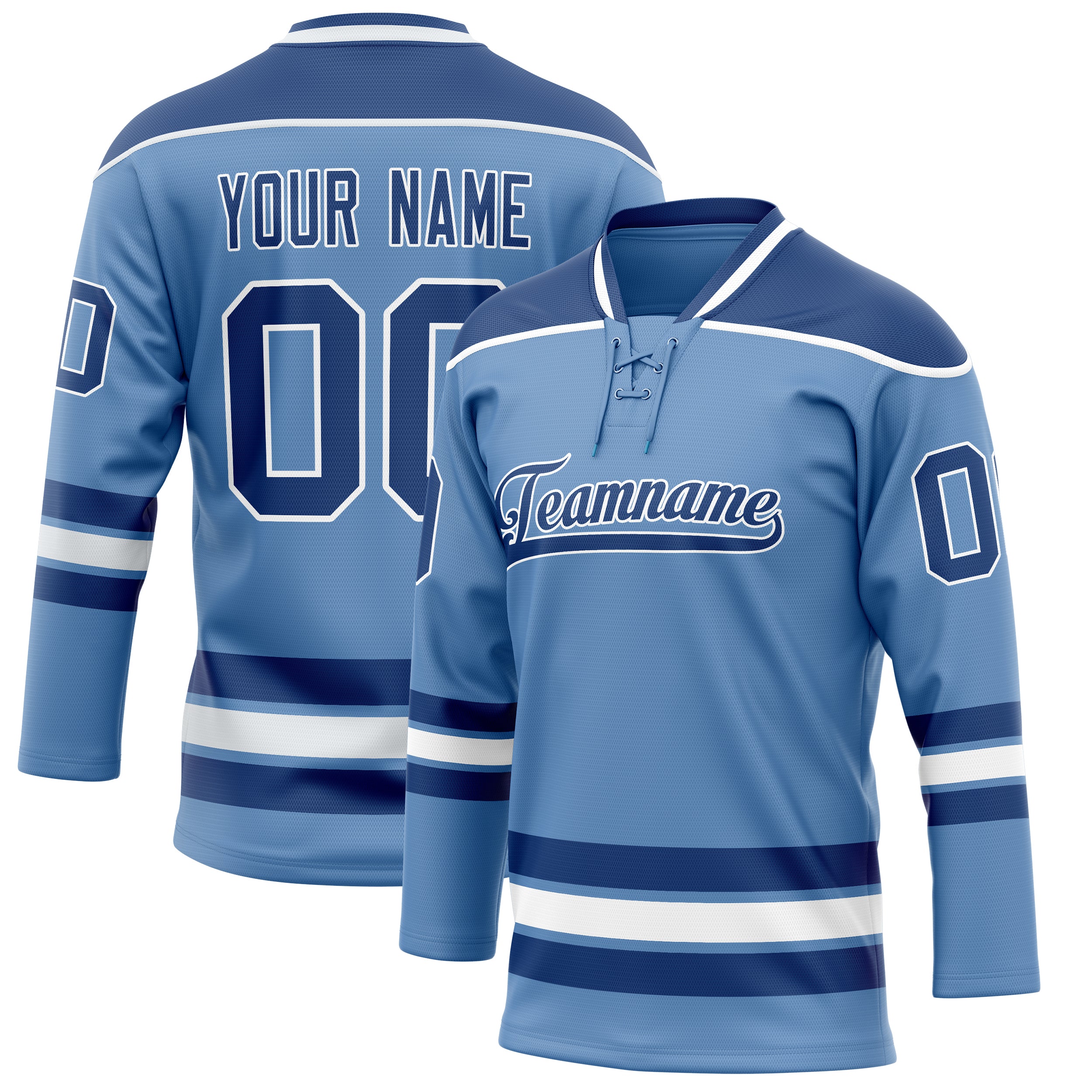 Personalized Light & Blue Royal Solid Colour Hockey Jersey
