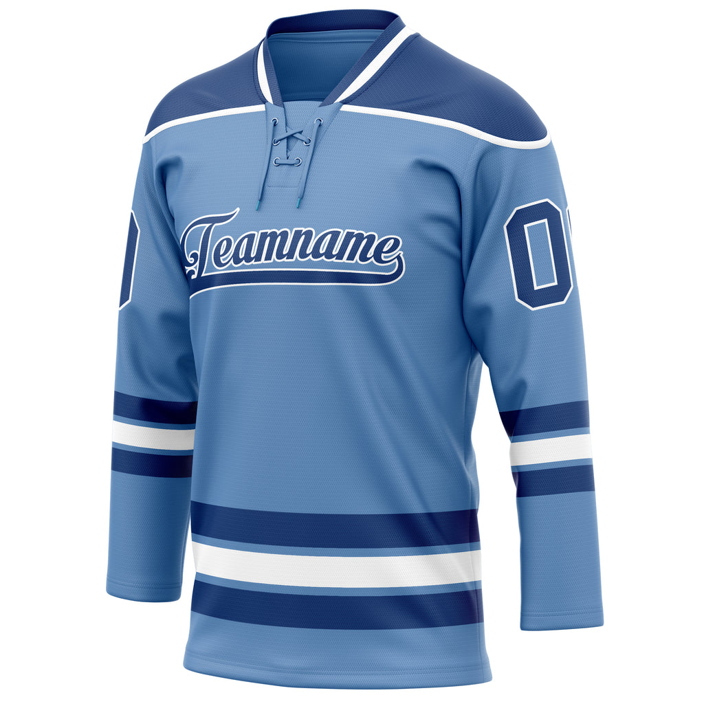Personalized Light & Blue Royal Solid Colour Hockey Jersey