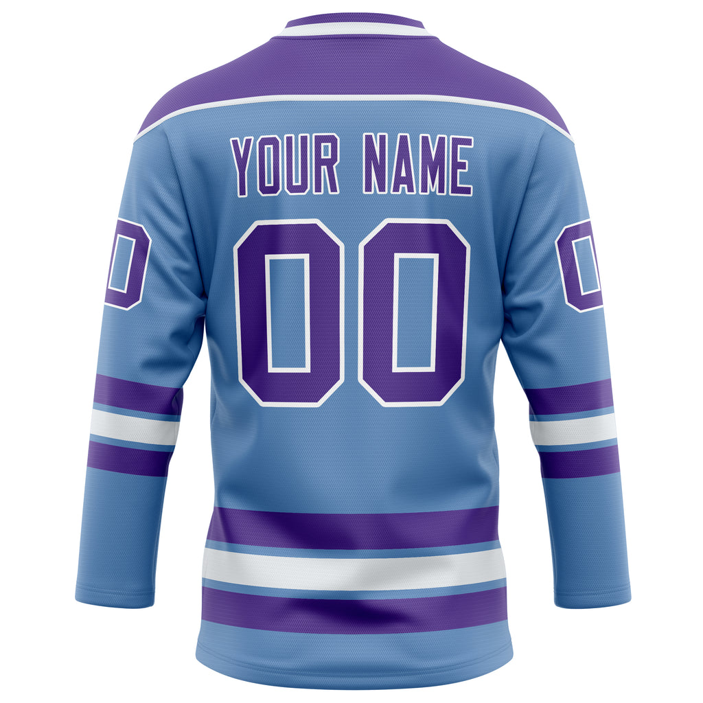 Personalized Light & Blue Purple Solid Colour Hockey Jersey