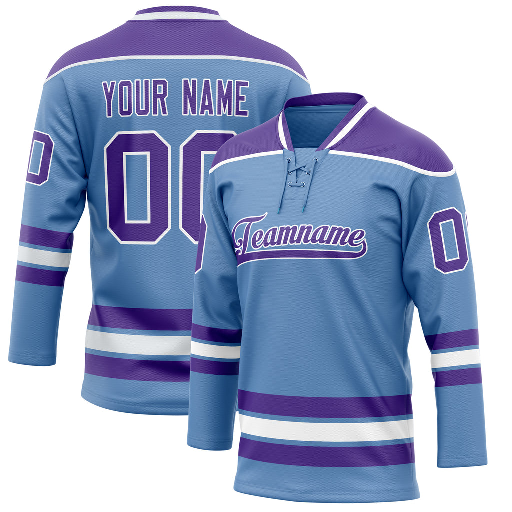 Personalized Light & Blue Purple Solid Colour Hockey Jersey