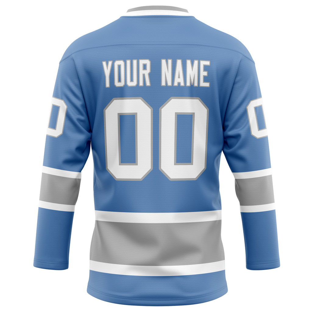 Personalized Light & Blue Gray Solid Colour Hockey Jersey