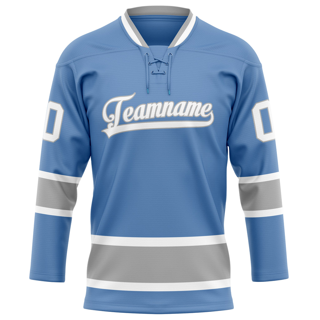 Personalized Light & Blue Gray Solid Colour Hockey Jersey