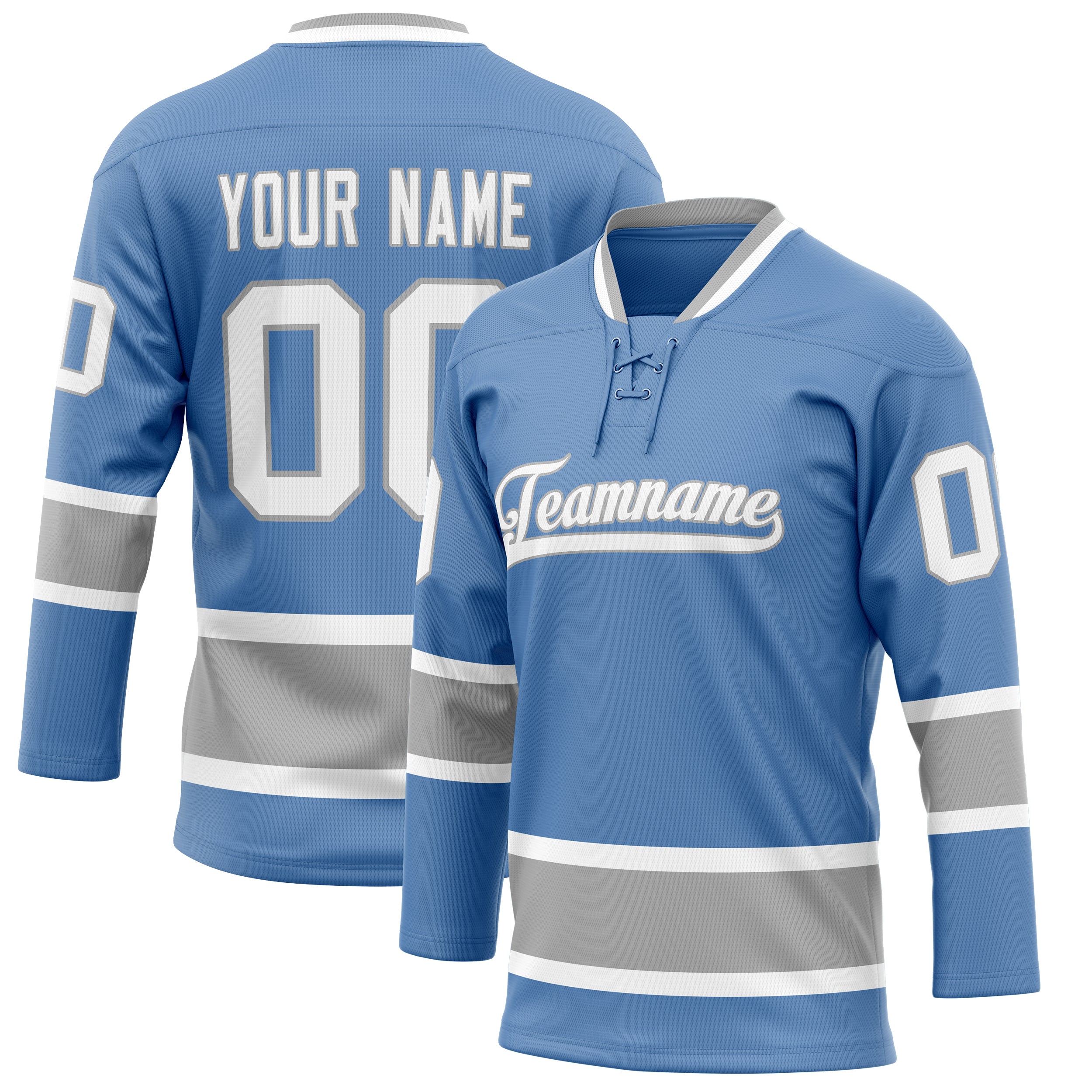 Personalized Light & Blue Gray Solid Colour Hockey Jersey