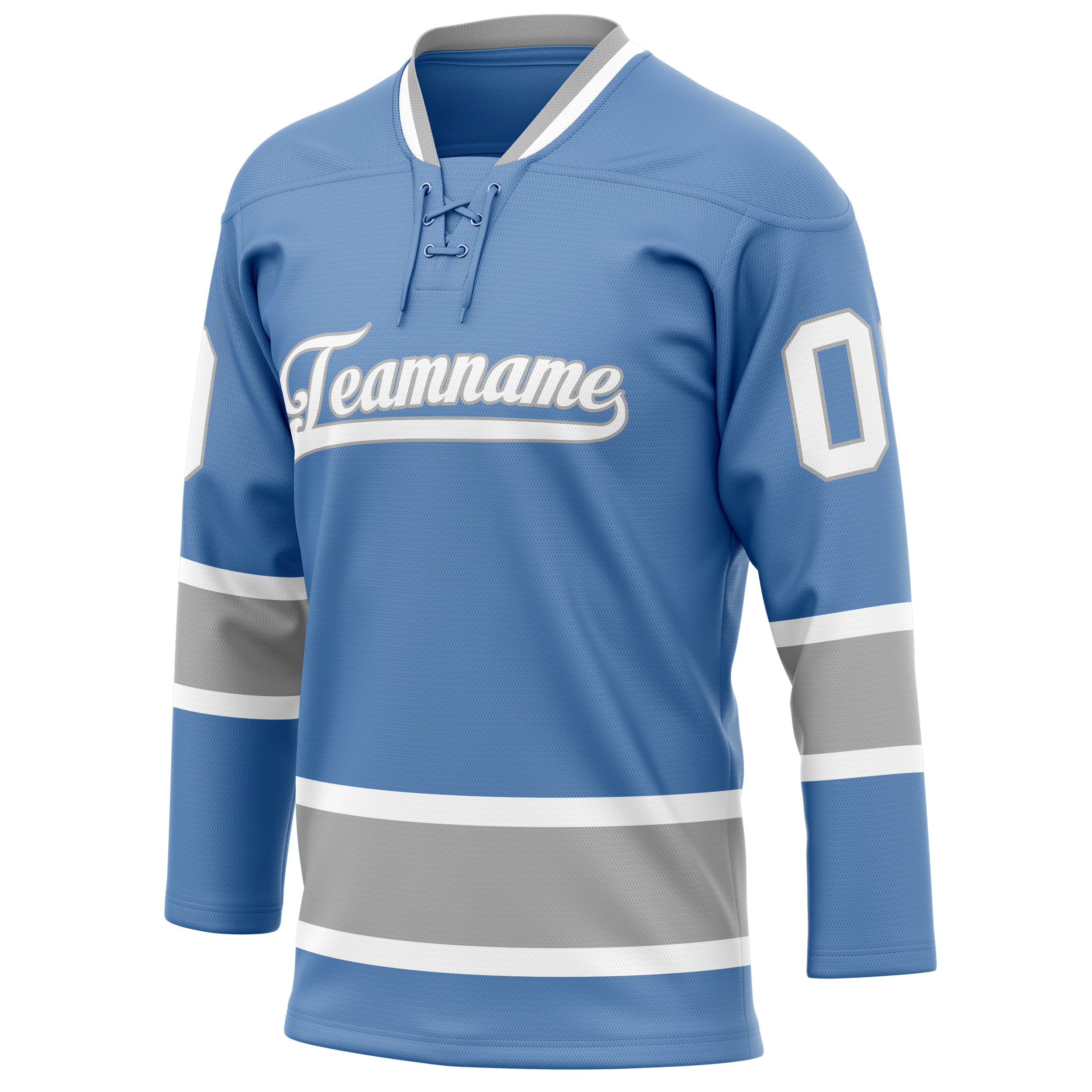 Personalized Light & Blue Gray Solid Colour Hockey Jersey