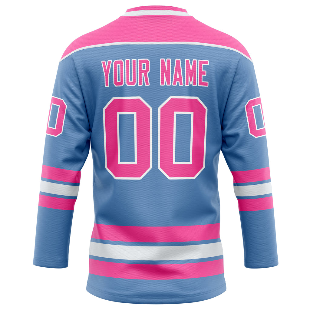 Personalized Light & Blue Pink Solid Colour Hockey Jersey