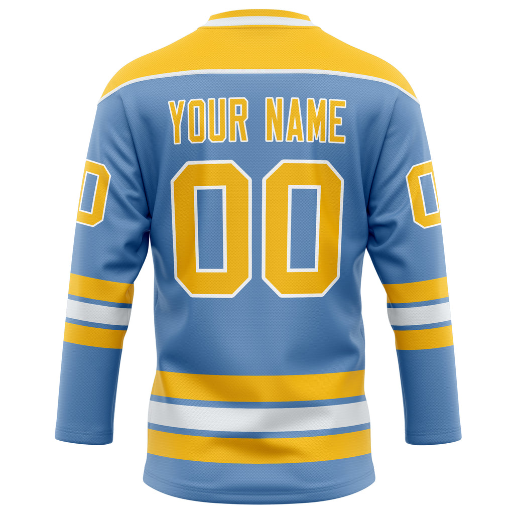 Personalized Light & Blue Gold Solid Colour Hockey Jersey