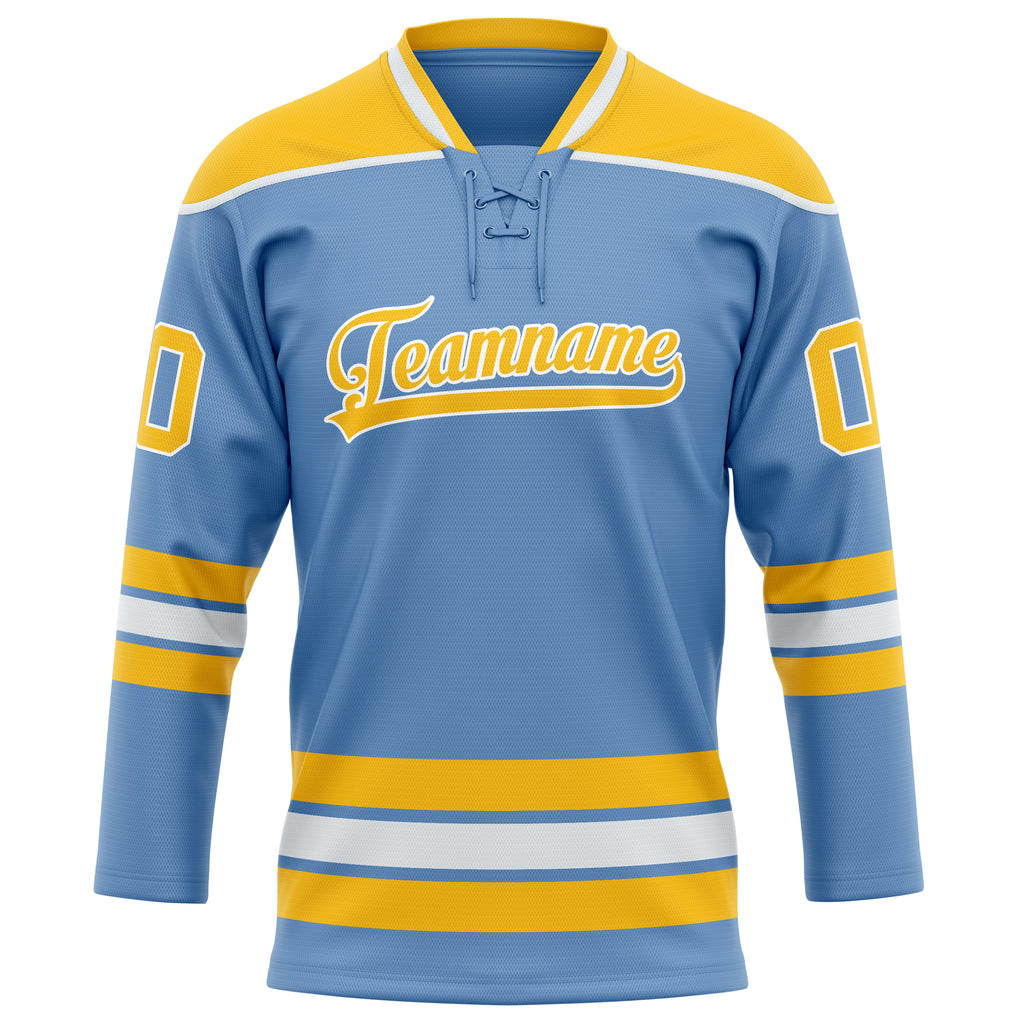 Personalized Light & Blue Gold Solid Colour Hockey Jersey