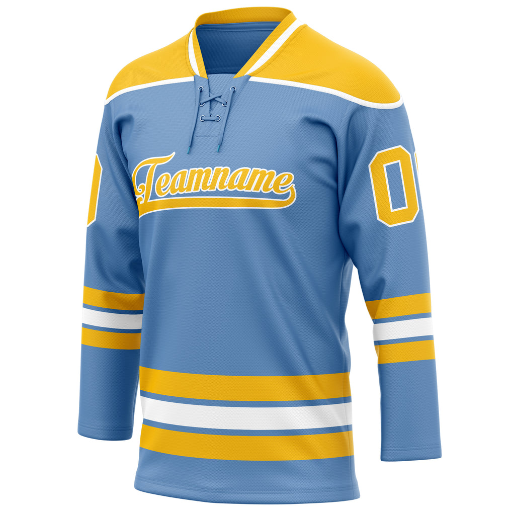 Personalized Light & Blue Gold Solid Colour Hockey Jersey