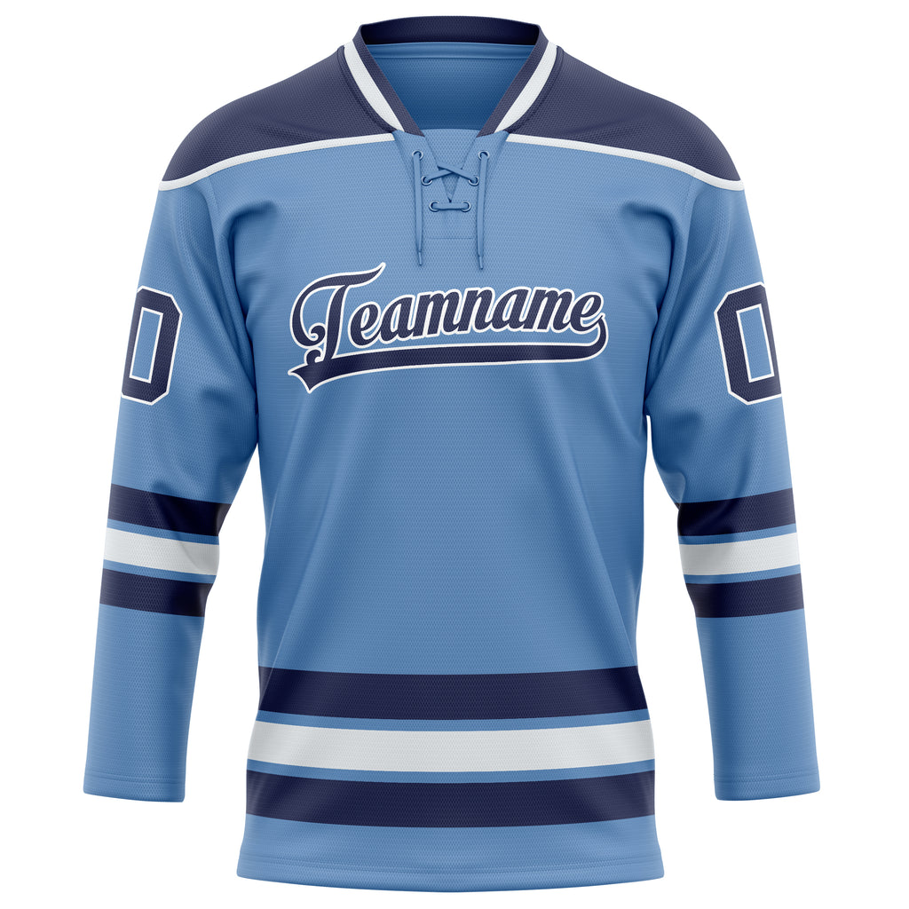 Personalized Light & Blue Navy Solid Colour Hockey Jersey