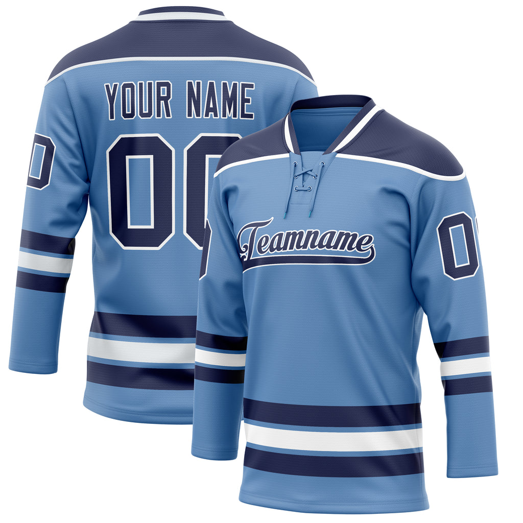Personalized Light & Blue Navy Solid Colour Hockey Jersey