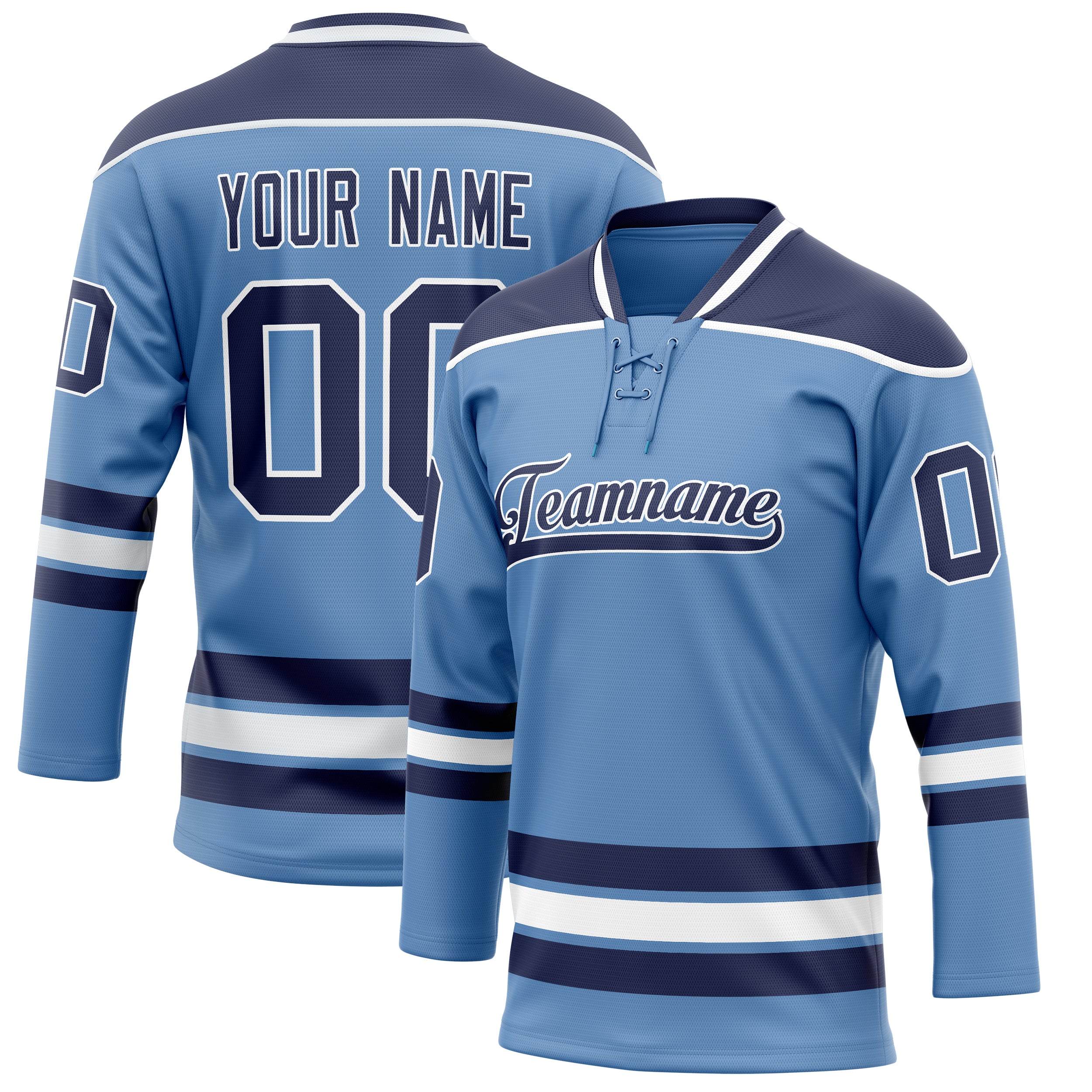 Personalized Light & Blue Navy Solid Colour Hockey Jersey