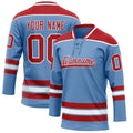 Personalized Light & Blue Red Solid Colour Hockey Jersey