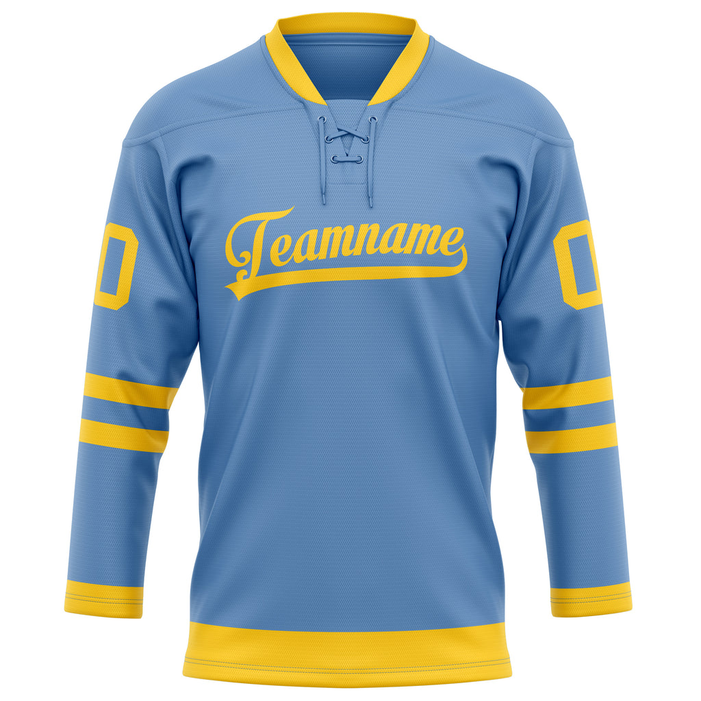 Personalized Light & Blue Gold Solid Colour Hockey Jersey
