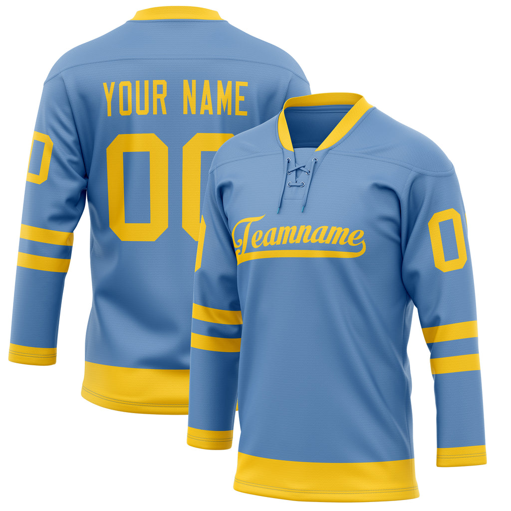 Personalized Light & Blue Gold Solid Colour Hockey Jersey