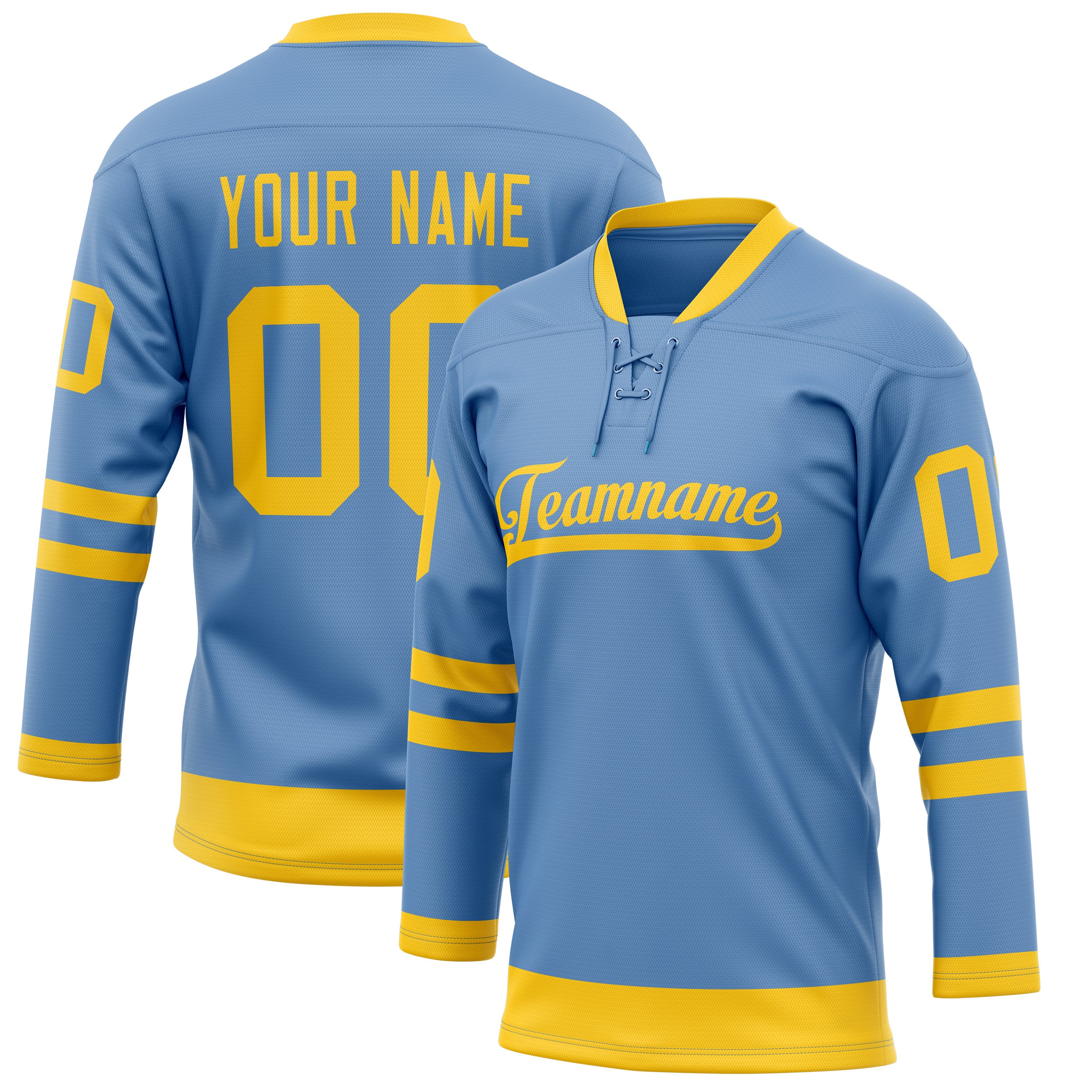 Personalized Light & Blue Gold Solid Colour Hockey Jersey