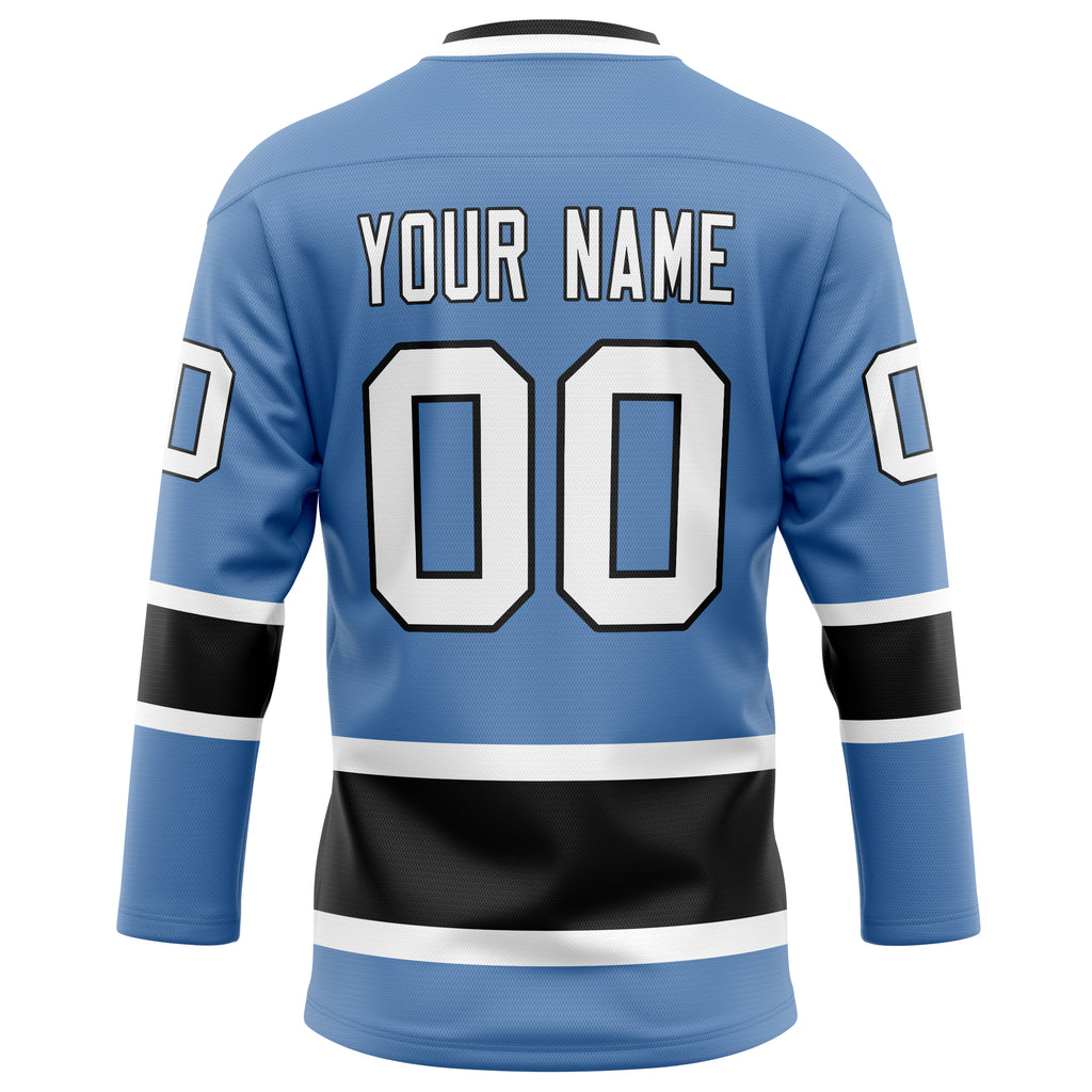 Personalized Light & Blue Black Solid Colour Hockey Jersey