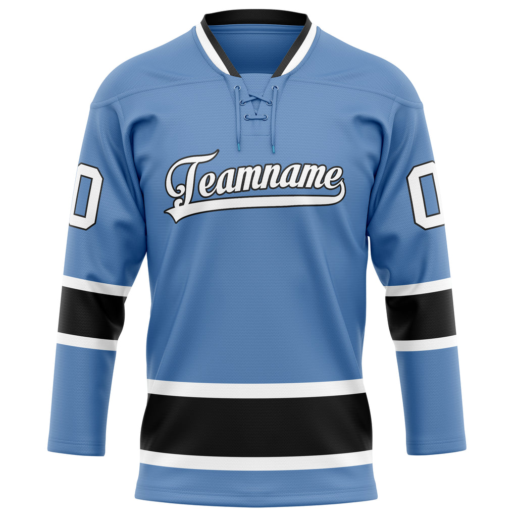 Personalized Light & Blue Black Solid Colour Hockey Jersey