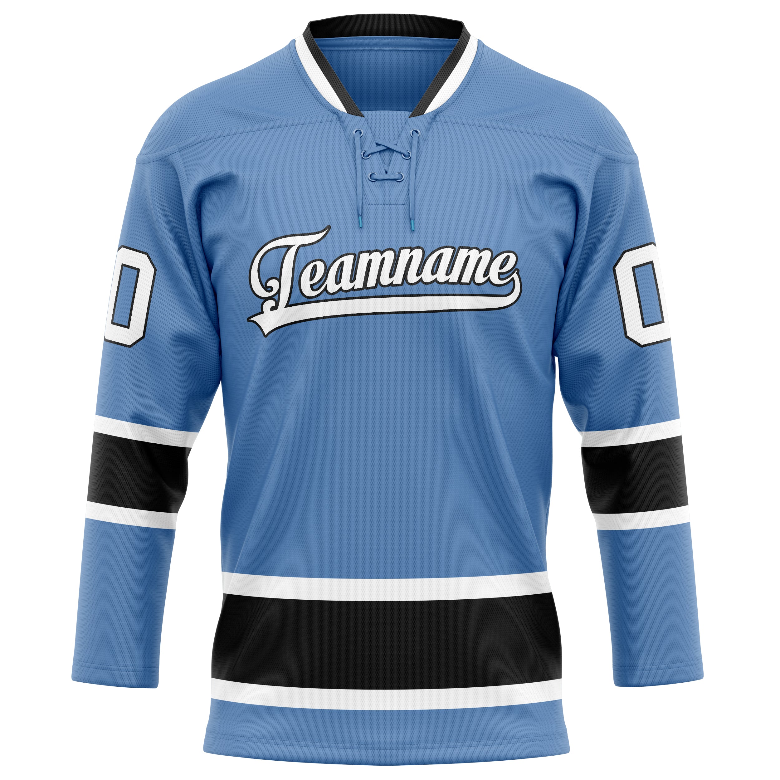 Personalized Light & Blue Black Solid Colour Hockey Jersey