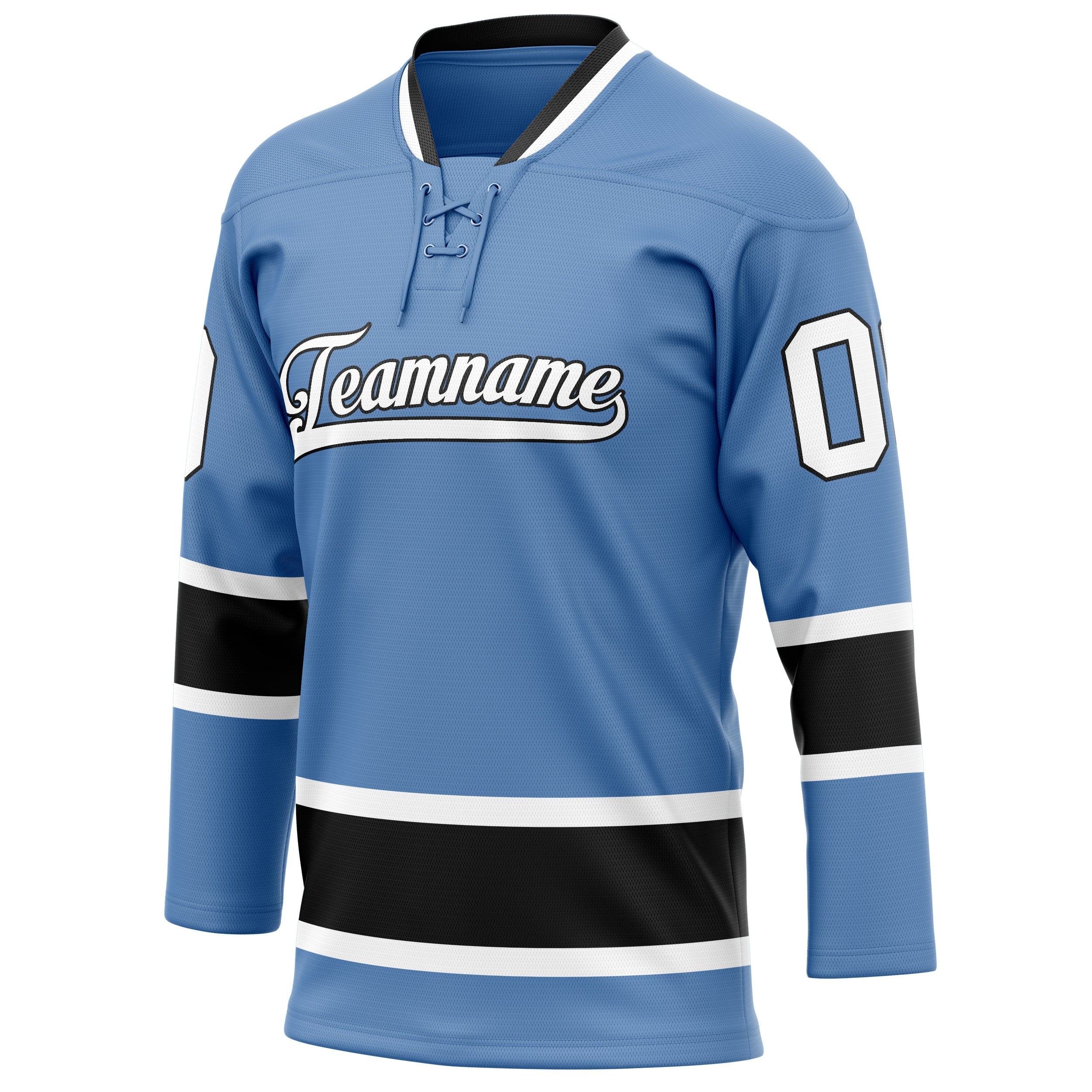 Personalized Light & Blue Black Solid Colour Hockey Jersey