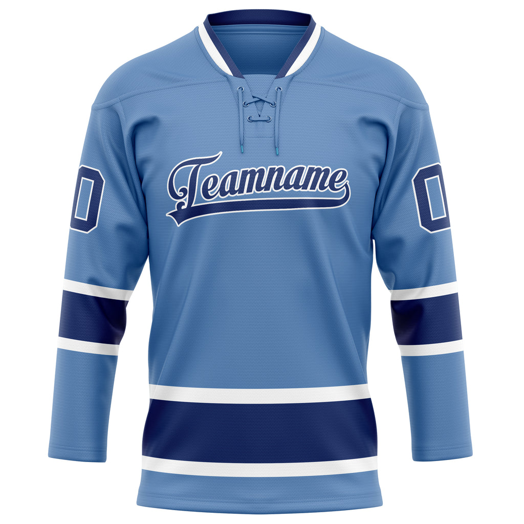 Personalized Light & Blue Navy Solid Colour Hockey Jersey