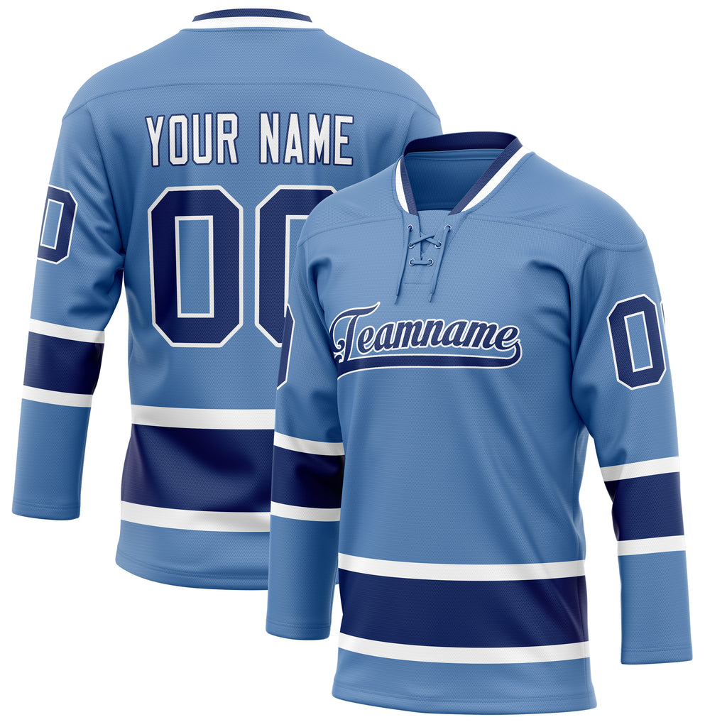 Personalized Light & Blue Navy Solid Colour Hockey Jersey