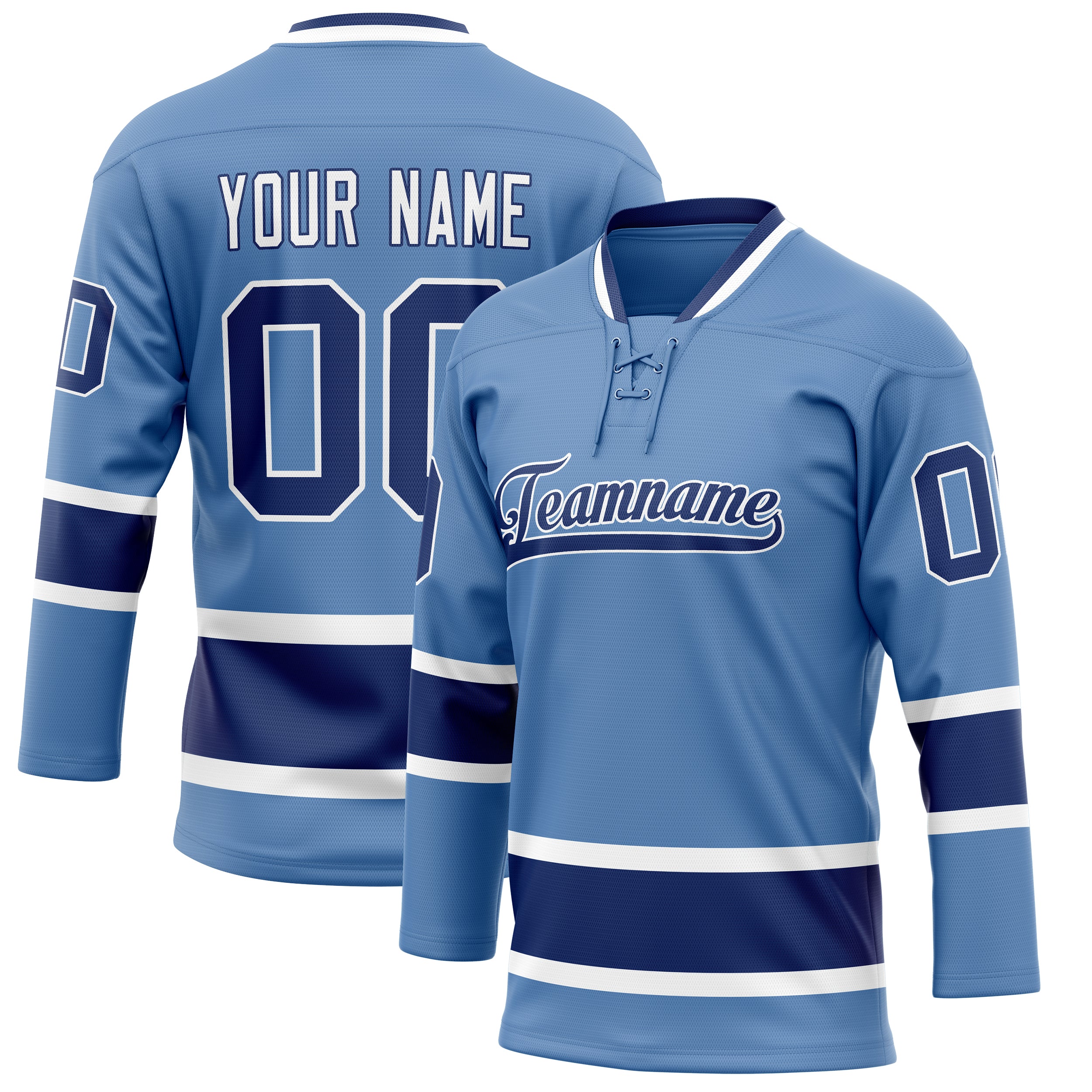 Personalized Light & Blue Navy Solid Colour Hockey Jersey