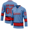 Personalized Light & Blue Red Solid Colour Hockey Jersey