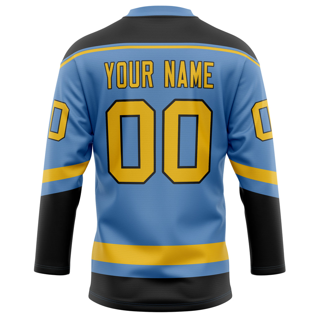 Personalized Light & Blue Gold Solid Colour Hockey Jersey