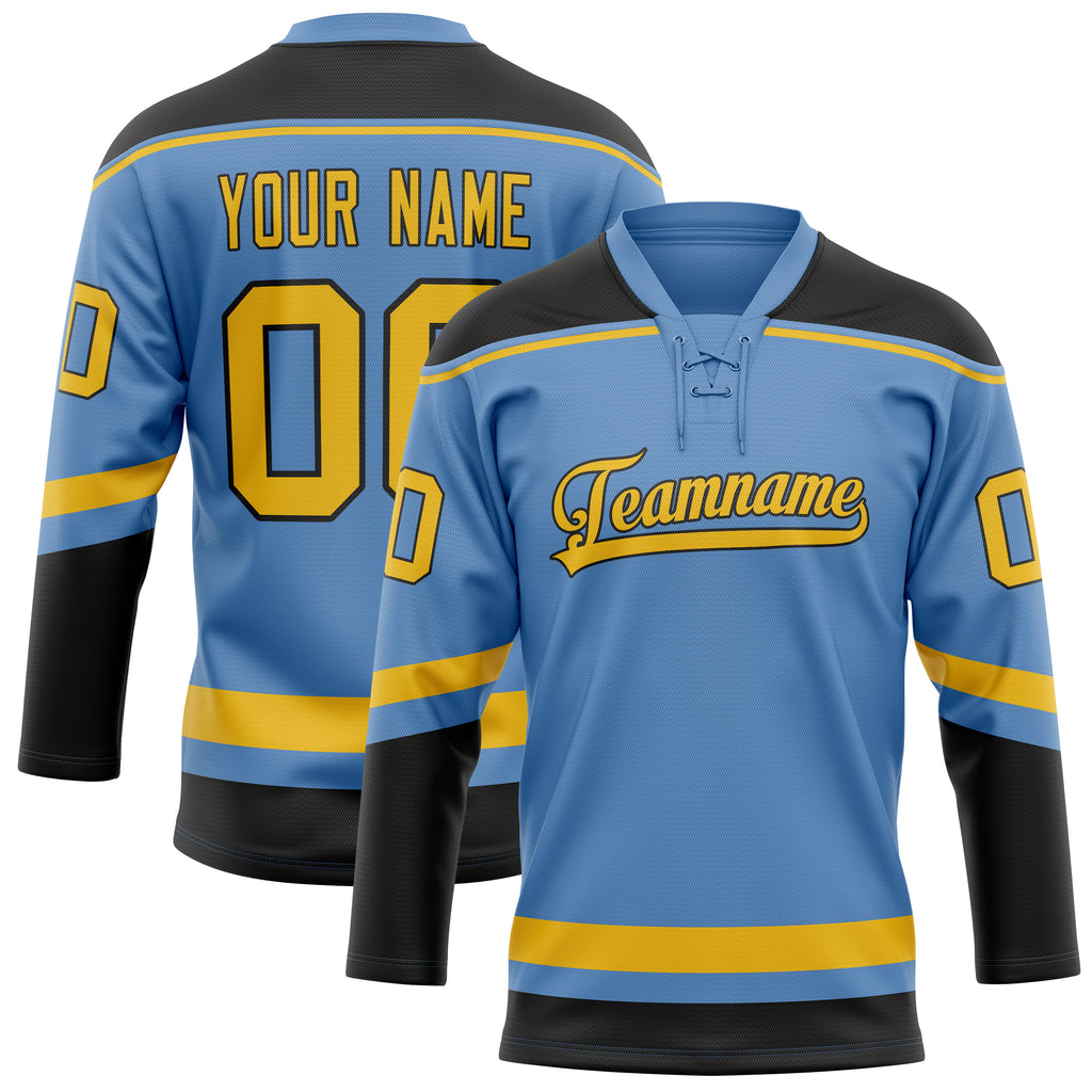 Personalized Light & Blue Gold Solid Colour Hockey Jersey