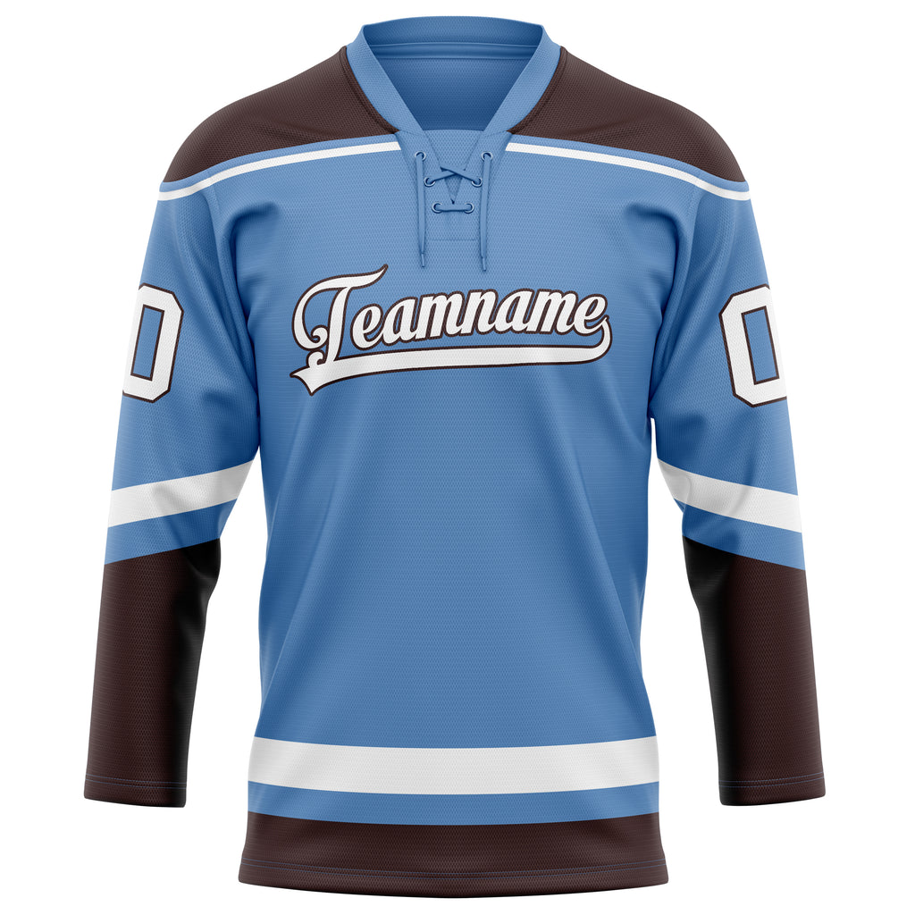 Personalized Light & Blue Brown Solid Colour Hockey Jersey