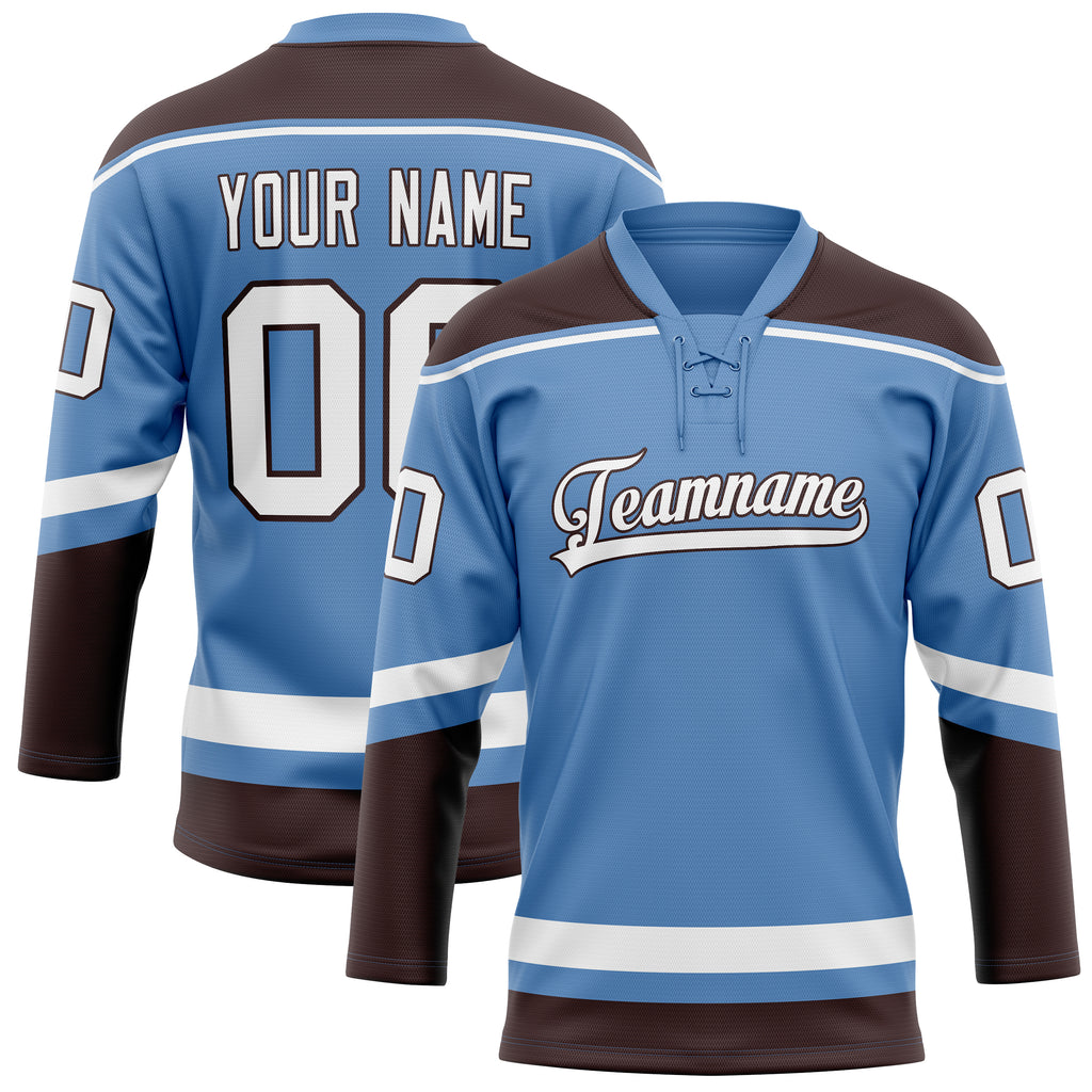 Personalized Light & Blue Brown Solid Colour Hockey Jersey
