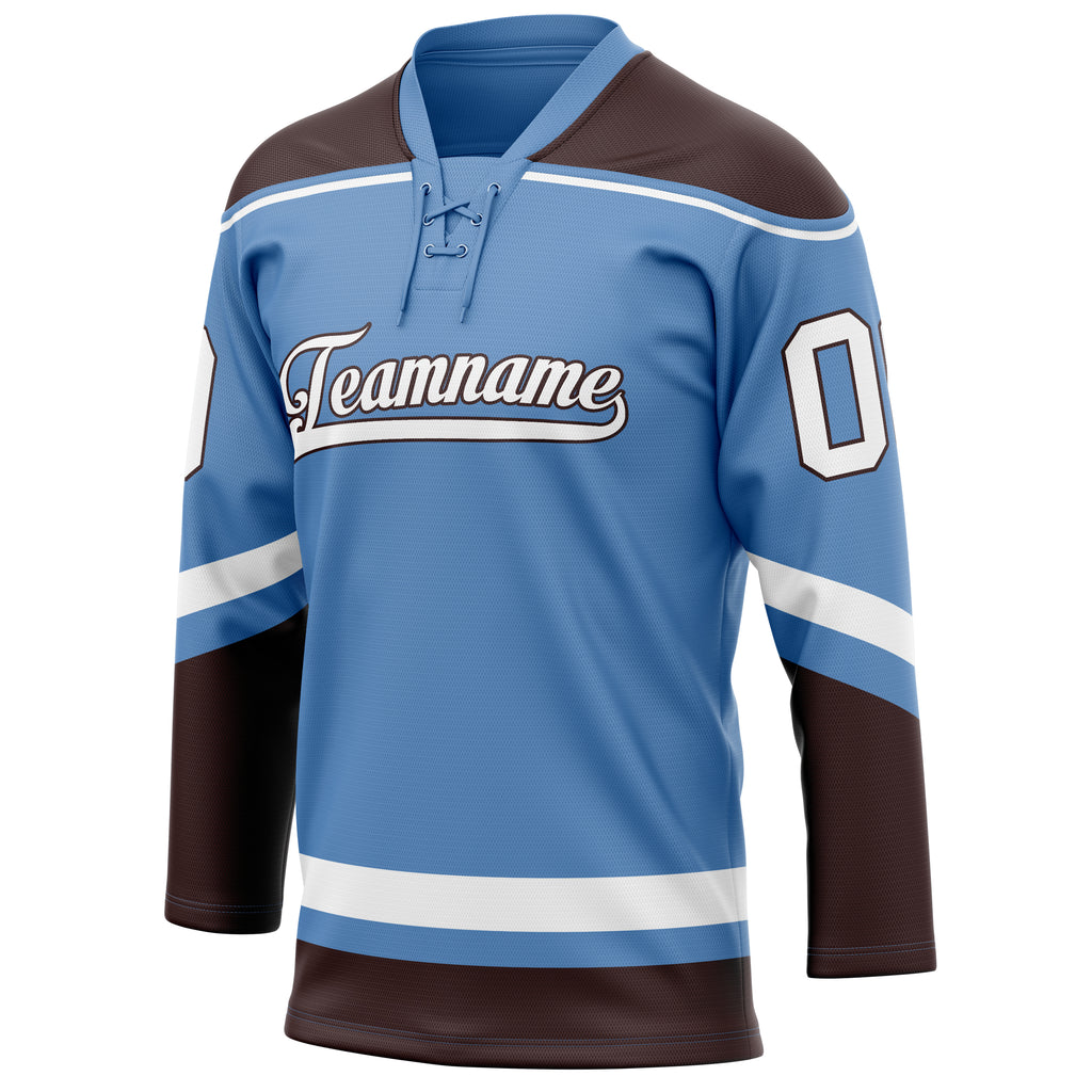 Personalized Light & Blue Brown Solid Colour Hockey Jersey