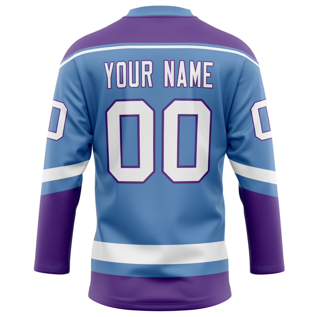 Personalized Light & Blue Purple Solid Colour Hockey Jersey