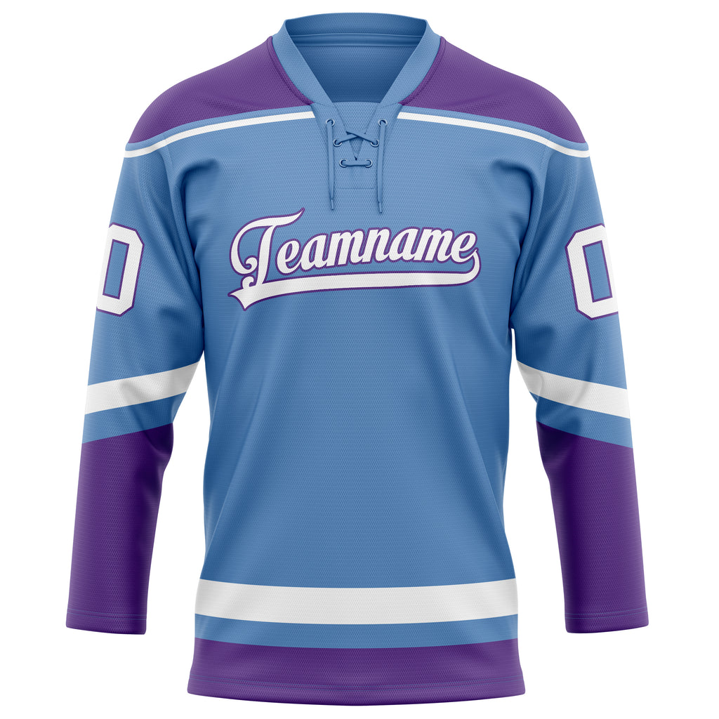 Personalized Light & Blue Purple Solid Colour Hockey Jersey