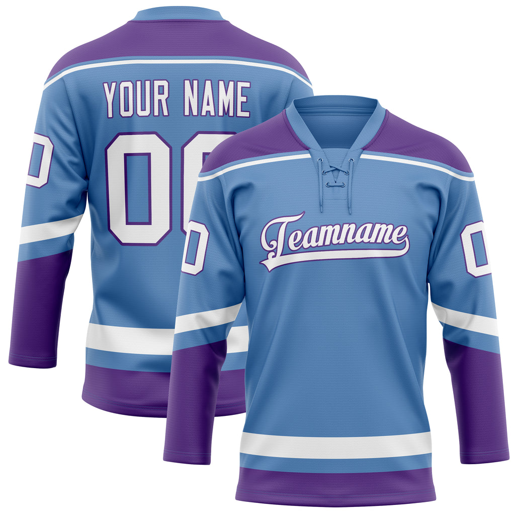 Personalized Light & Blue Purple Solid Colour Hockey Jersey