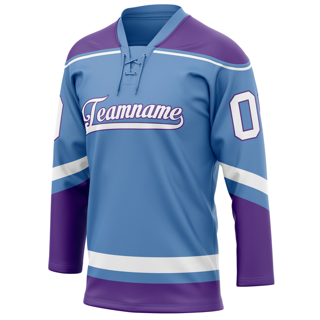 Personalized Light & Blue Purple Solid Colour Hockey Jersey