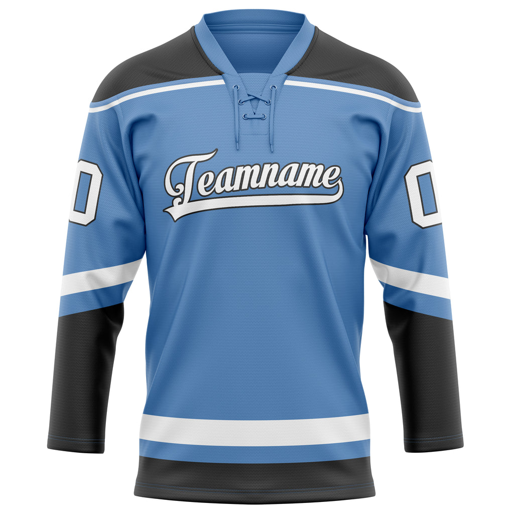 Personalized Light & Blue Gray Solid Colour Hockey Jersey