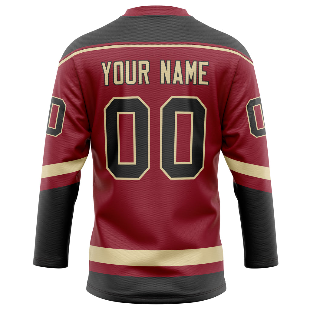 Personalized Maroon & Black Solid Colour Hockey Jersey