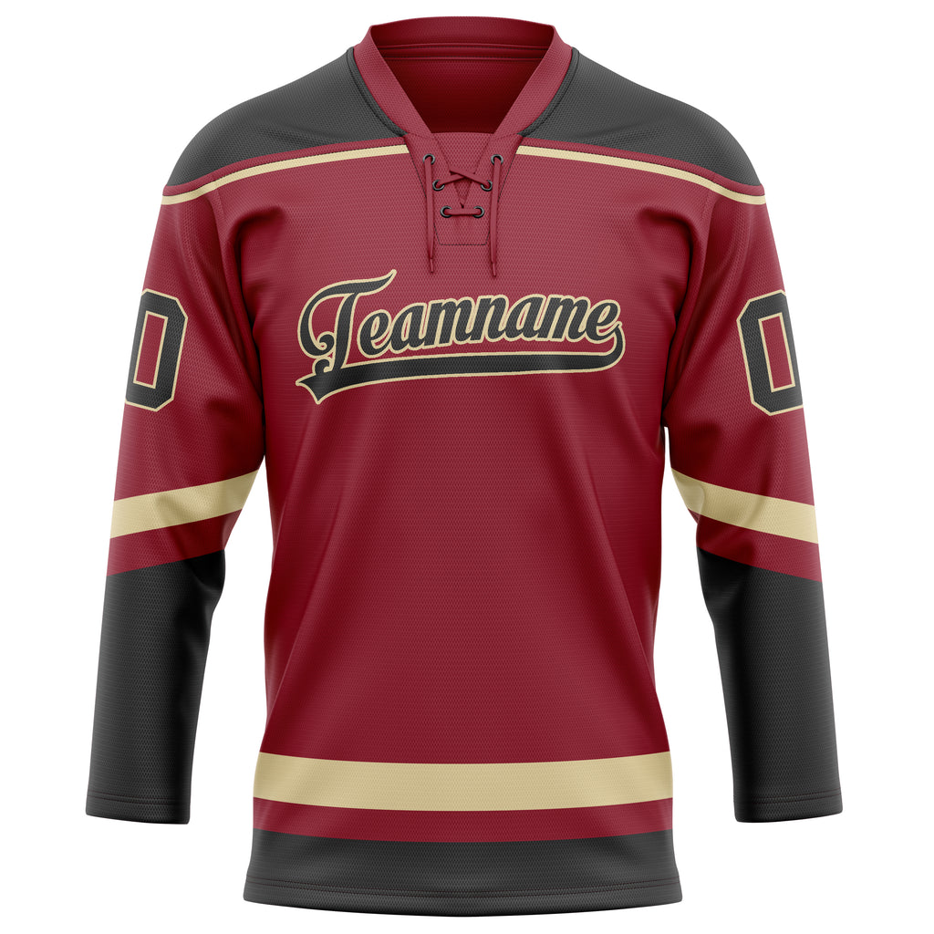 Personalized Maroon & Black Solid Colour Hockey Jersey