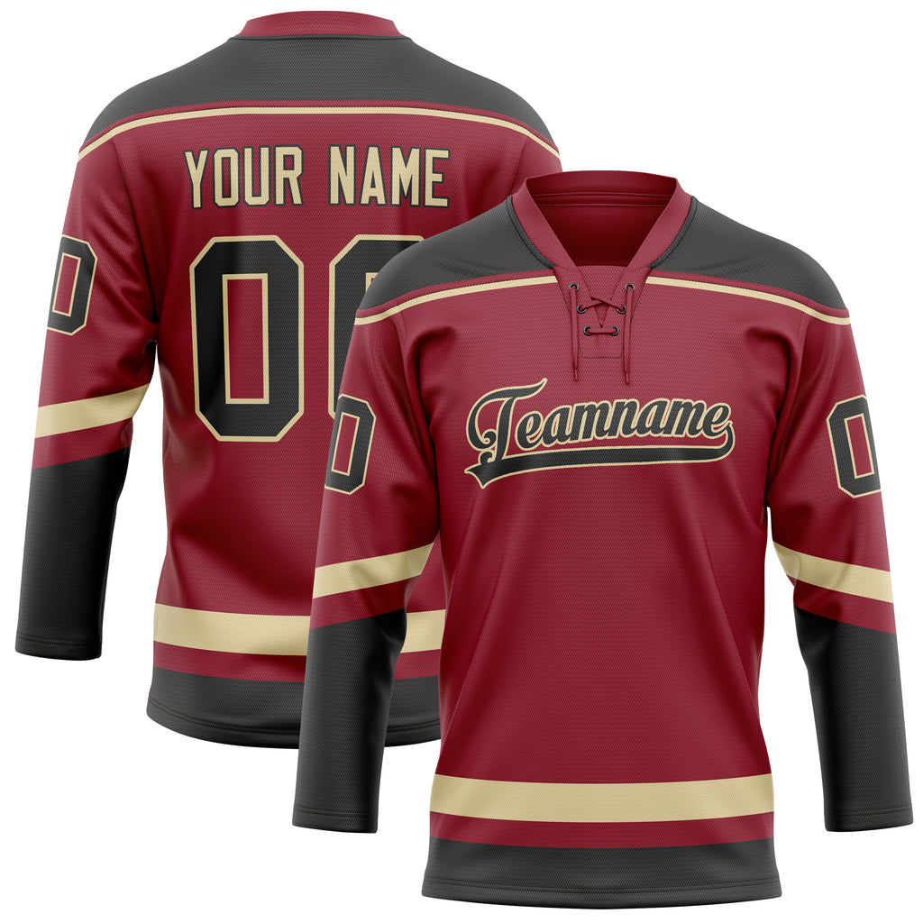 Personalized Maroon & Black Solid Colour Hockey Jersey
