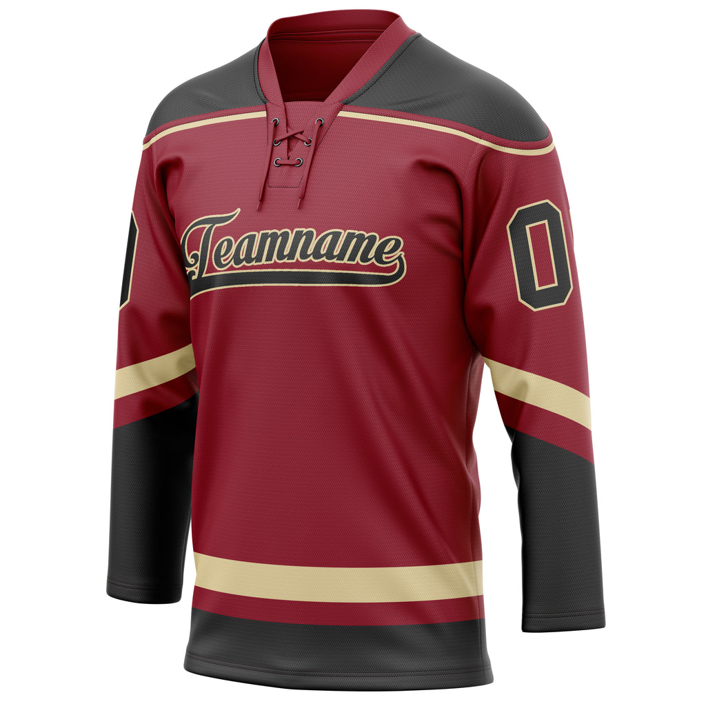 Personalized Maroon & Black Solid Colour Hockey Jersey