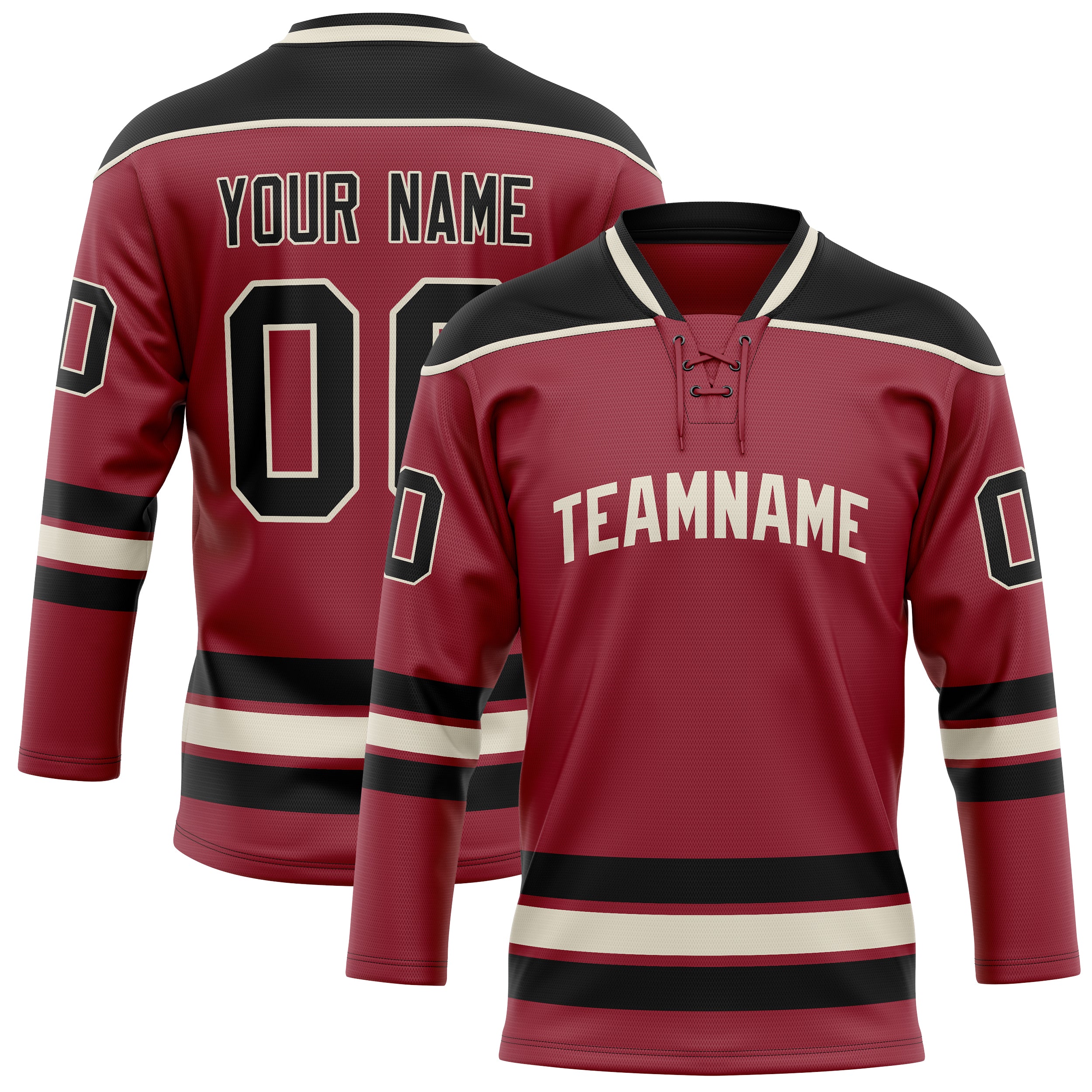 Personalized Maroon & Black Solid Colour Hockey Jersey
