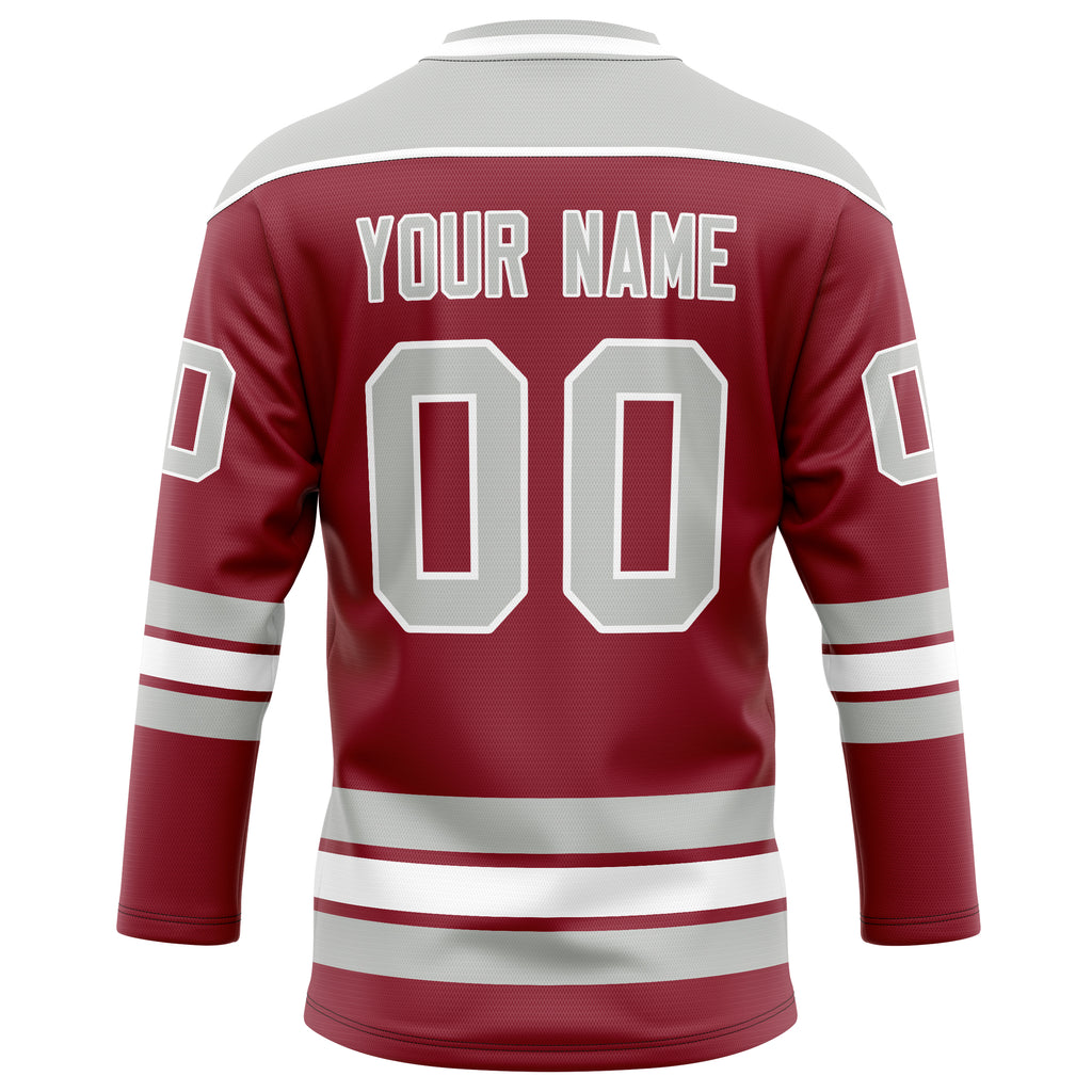 Personalized Maroon & Gray Solid Colour Hockey Jersey