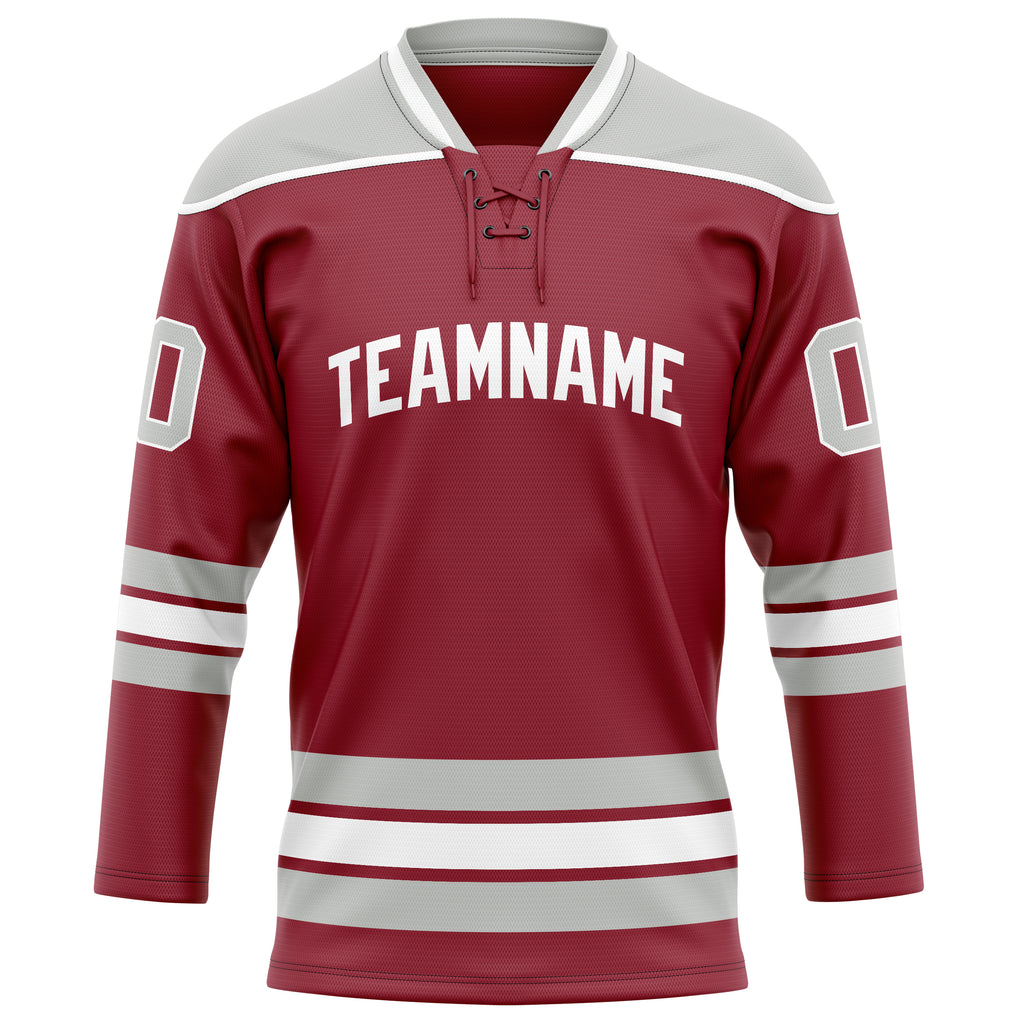 Personalized Maroon & Gray Solid Colour Hockey Jersey