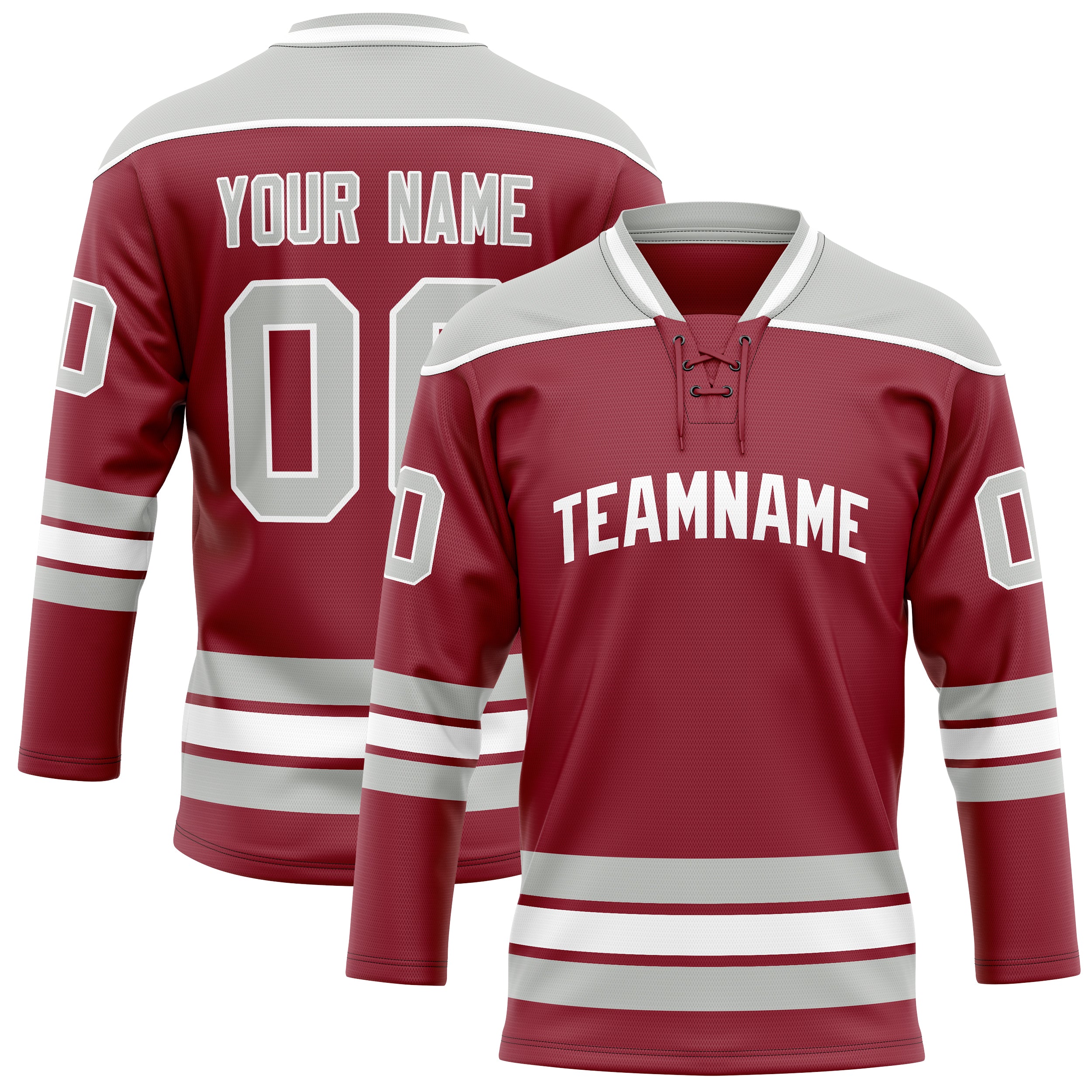Personalized Maroon & Gray Solid Colour Hockey Jersey