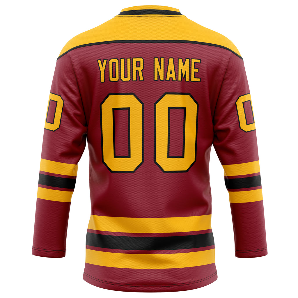 Personalized Maroon & Gold Solid Colour Hockey Jersey
